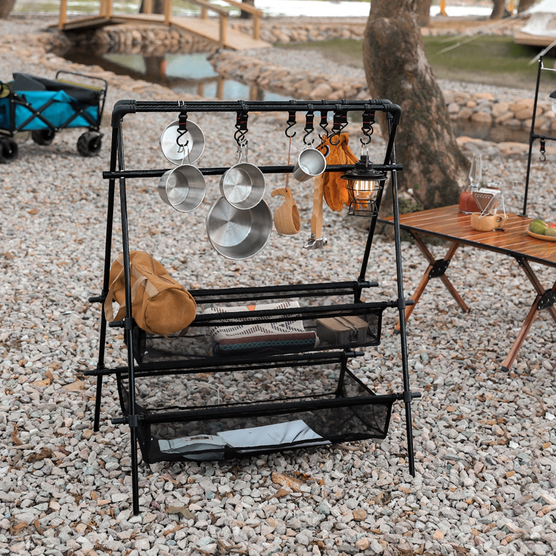 Outdoor Furniture Xl - Scaffale da campeggio appendiabiti multifunzionale pieghevole