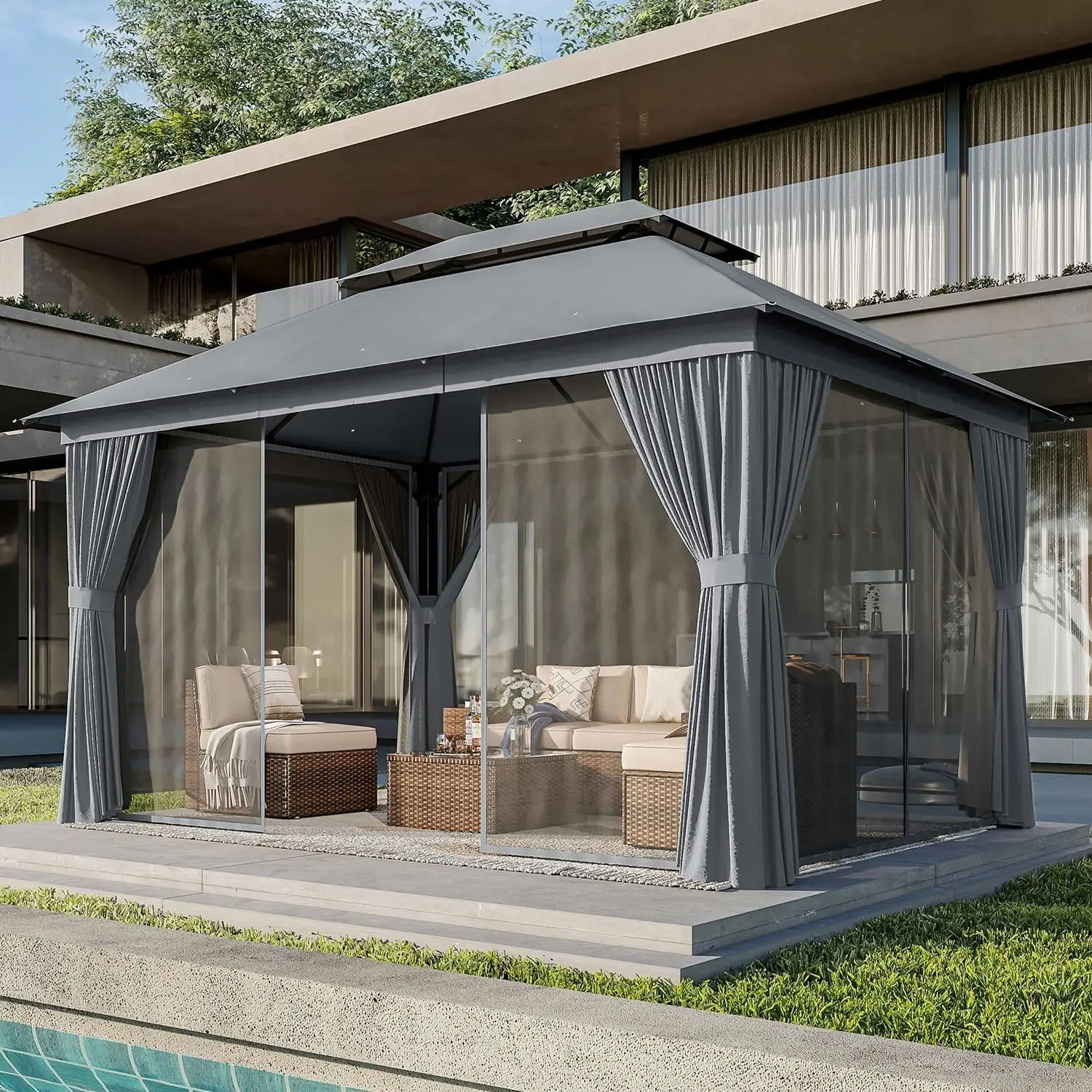 Outdoor Furniture Gazebo - Gazebo da esterno per patio 10x12,