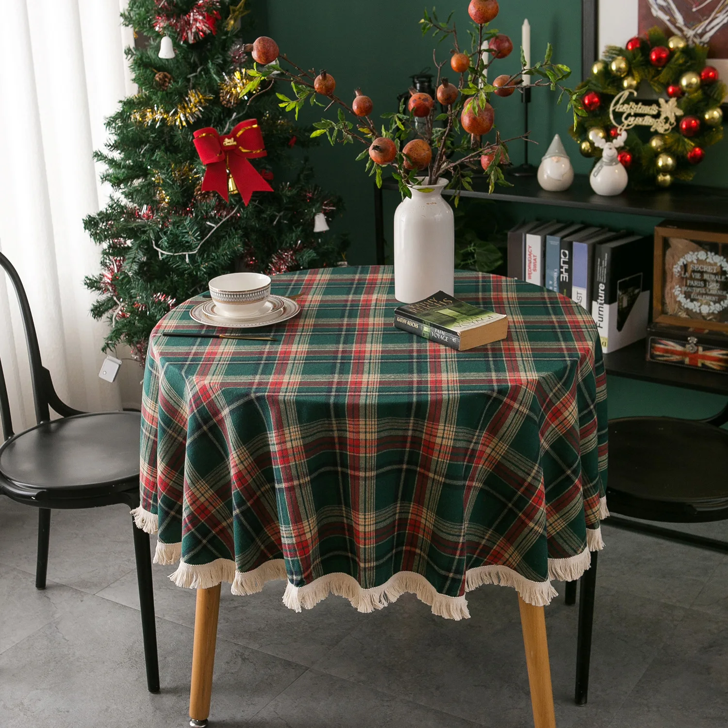 Outdoor Furniture Green - Tovaglia Natalizia a Quadri con Nappe,