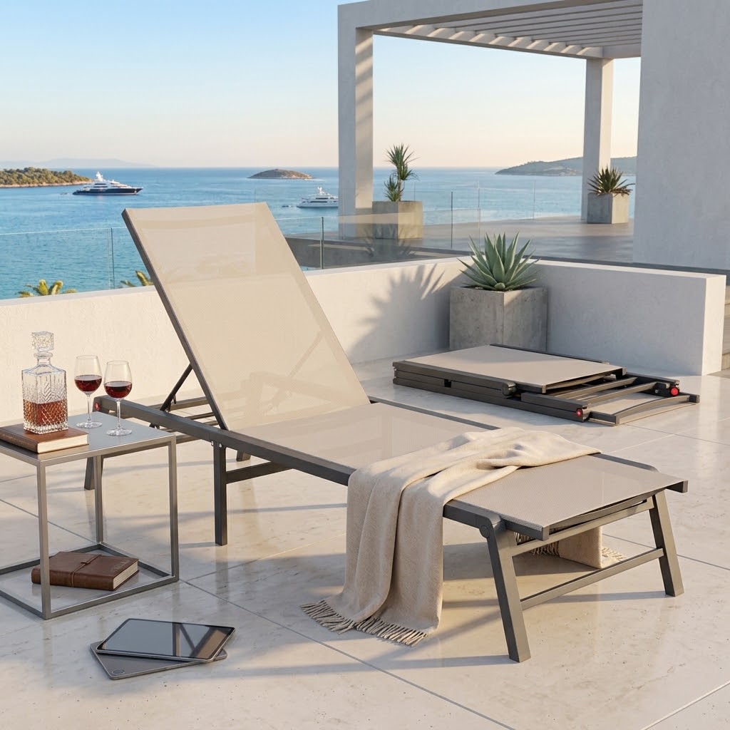 Lettino Prendisole Pieghevole, - Outdoor Furniture Recliner Set recensione e prezzo