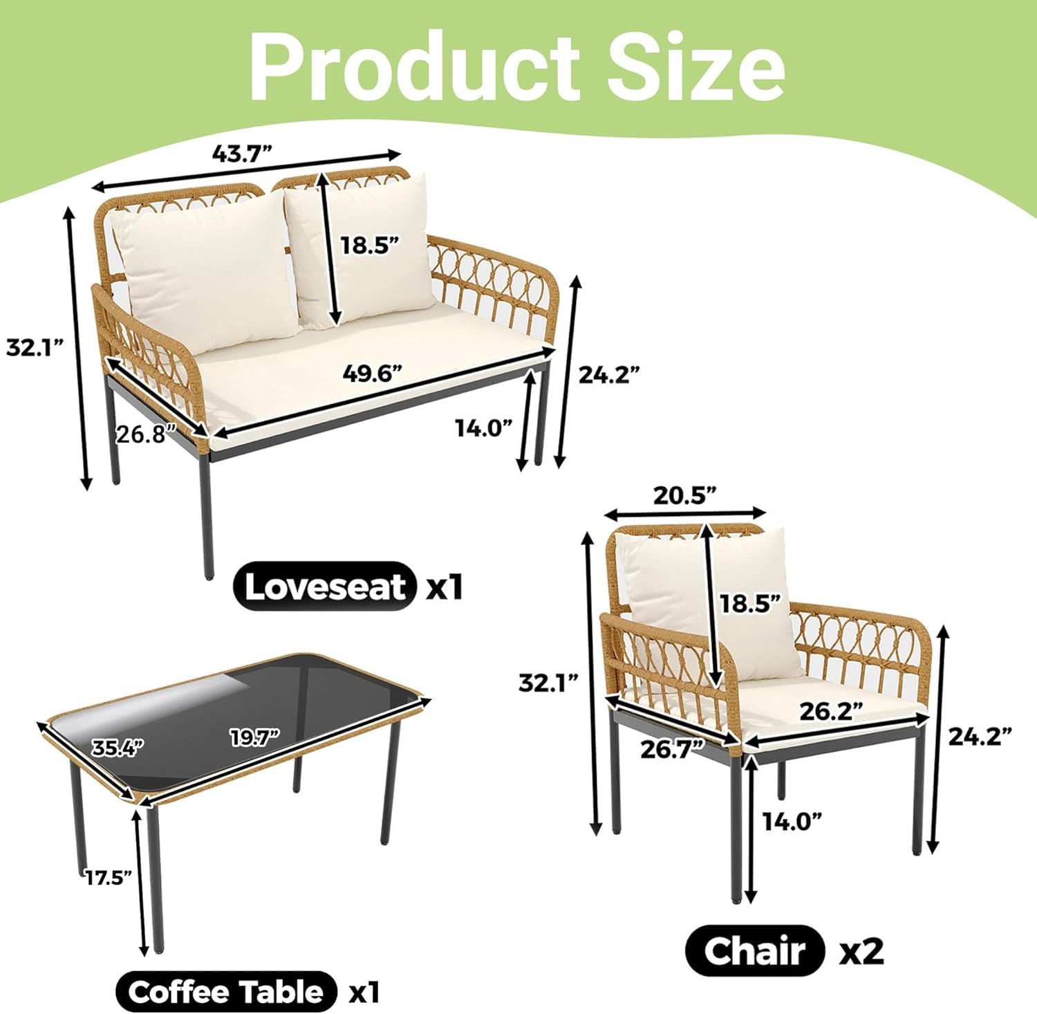 Set di Mobili da Giardino in 4 - Outdoor Furniture Ofo recensione e prezzo